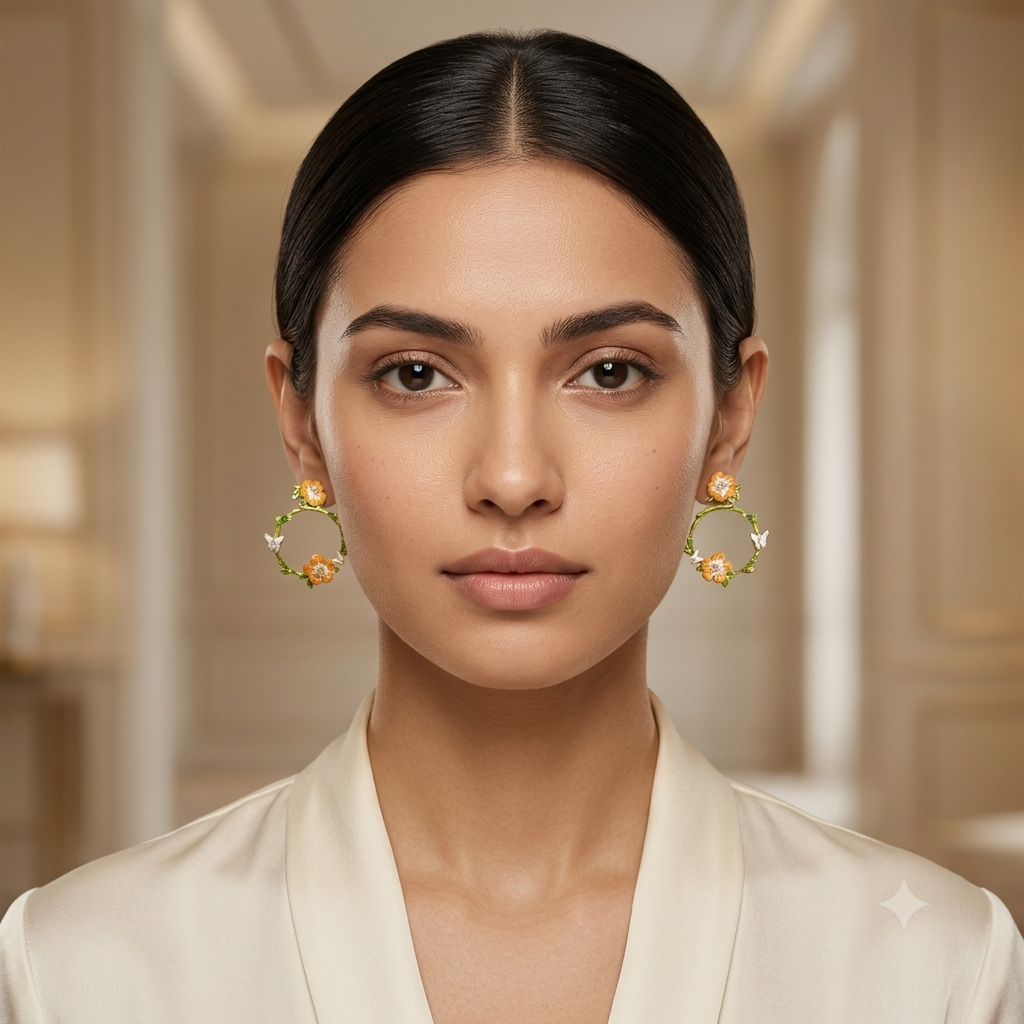 Garden Bloom Butterfly Hoop Earrings — Photo 3