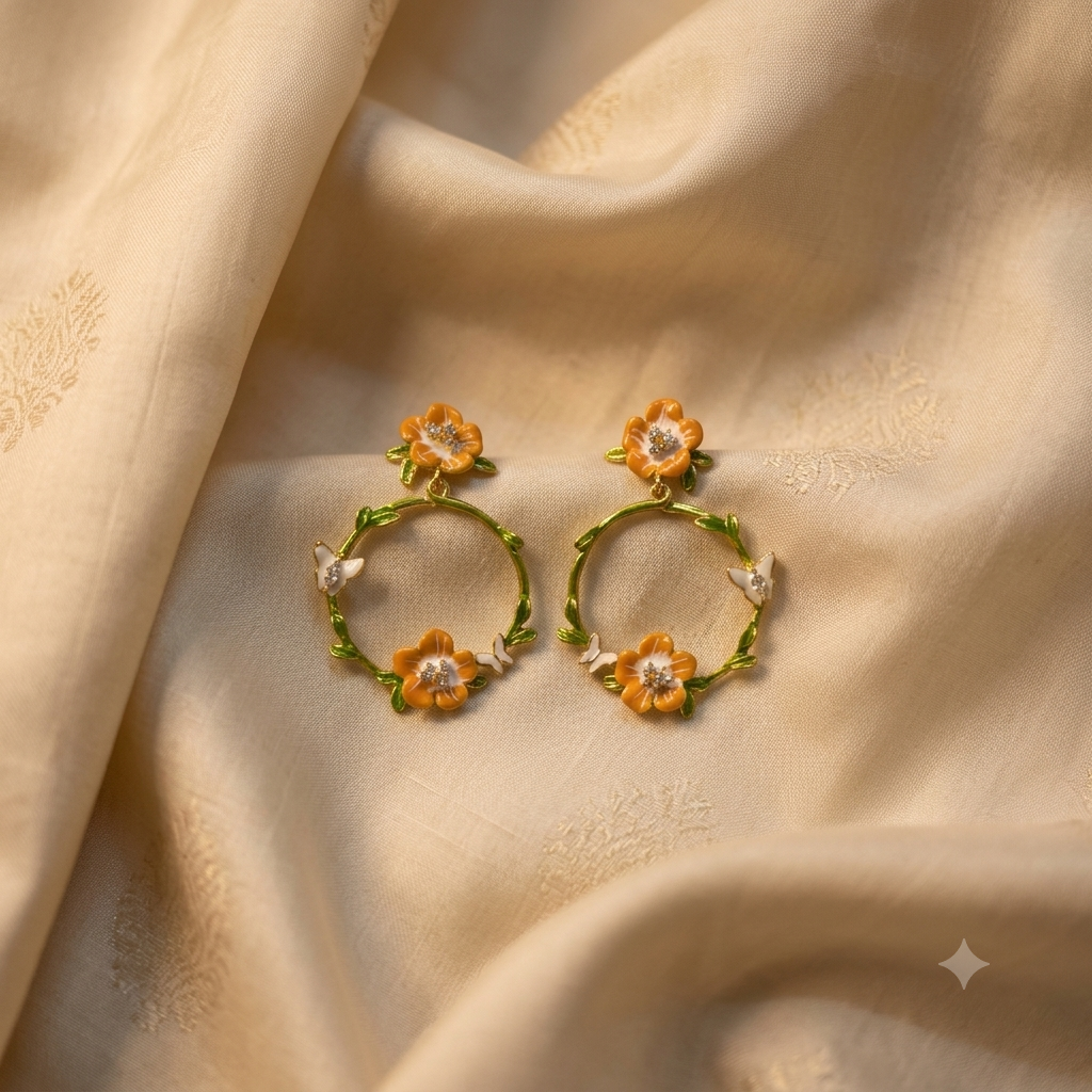 Garden Bloom Butterfly Hoop Earrings — Photo 5