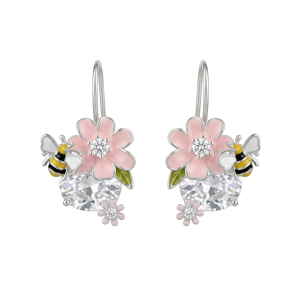 Blossom Bee Crystal Drop Earrings — Photo 1
