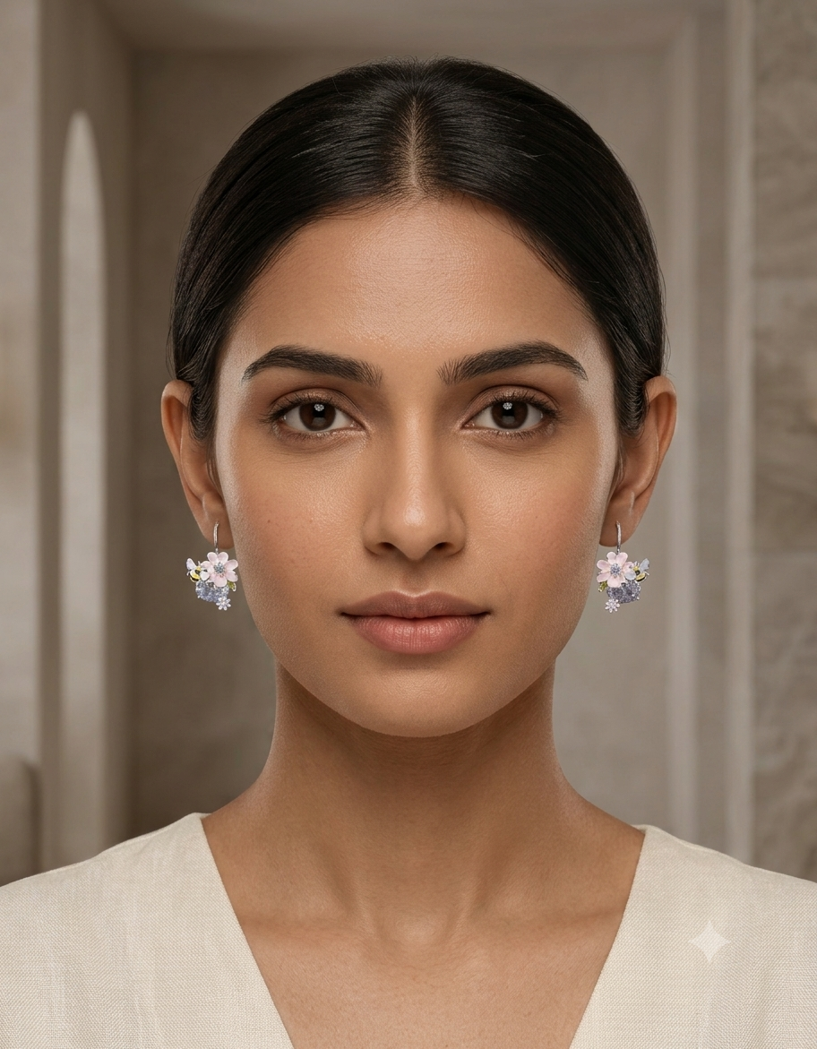 Blossom Bee Crystal Drop Earrings — Photo 3