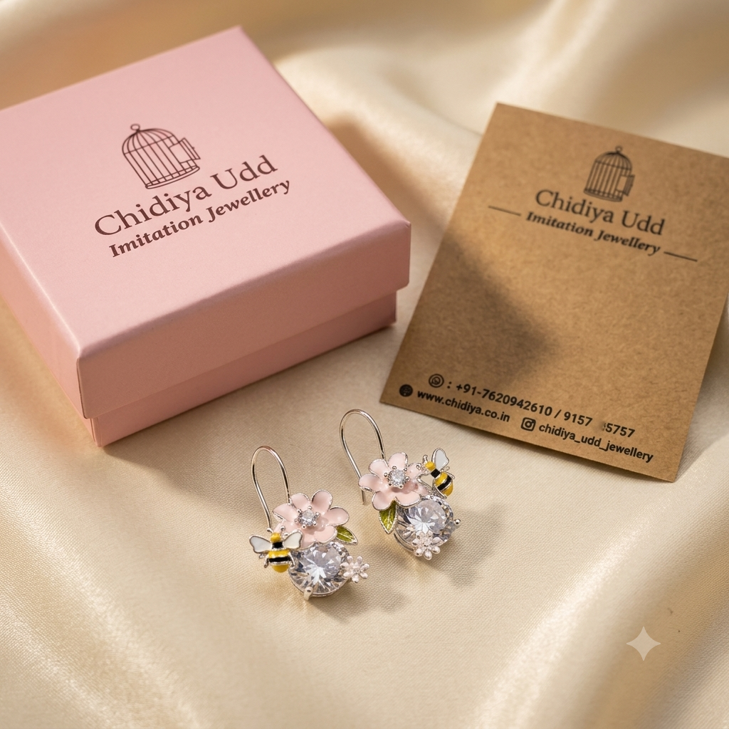 Blossom Bee Crystal Drop Earrings — Photo 4