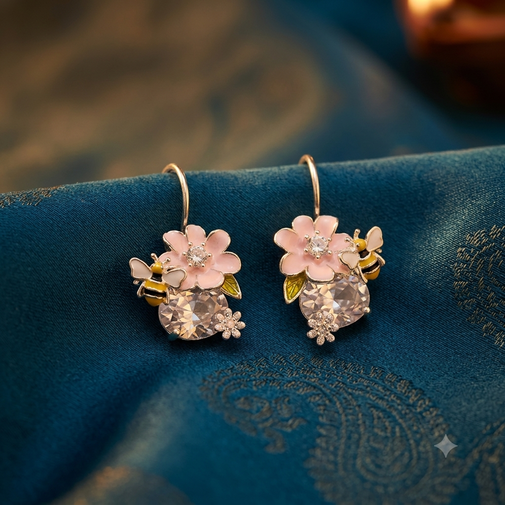 Blossom Bee Crystal Drop Earrings — Photo 5