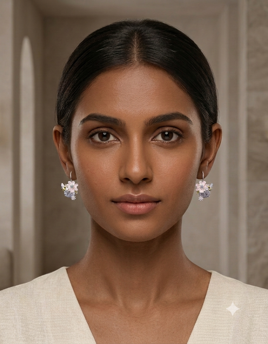 Blossom Bee Crystal Drop Earrings — Photo 6