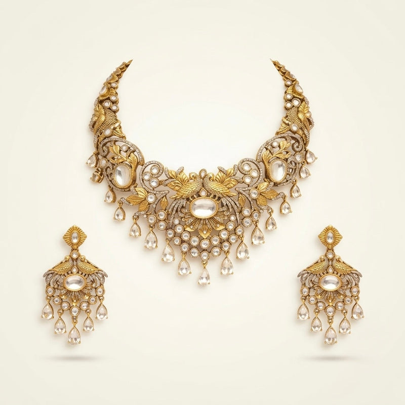 Royal Kundan Peacock Necklace Set — Photo 1