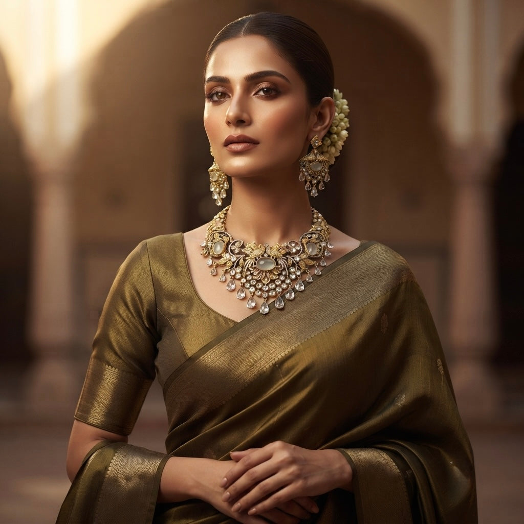 Royal Kundan Peacock Necklace Set — Photo 5