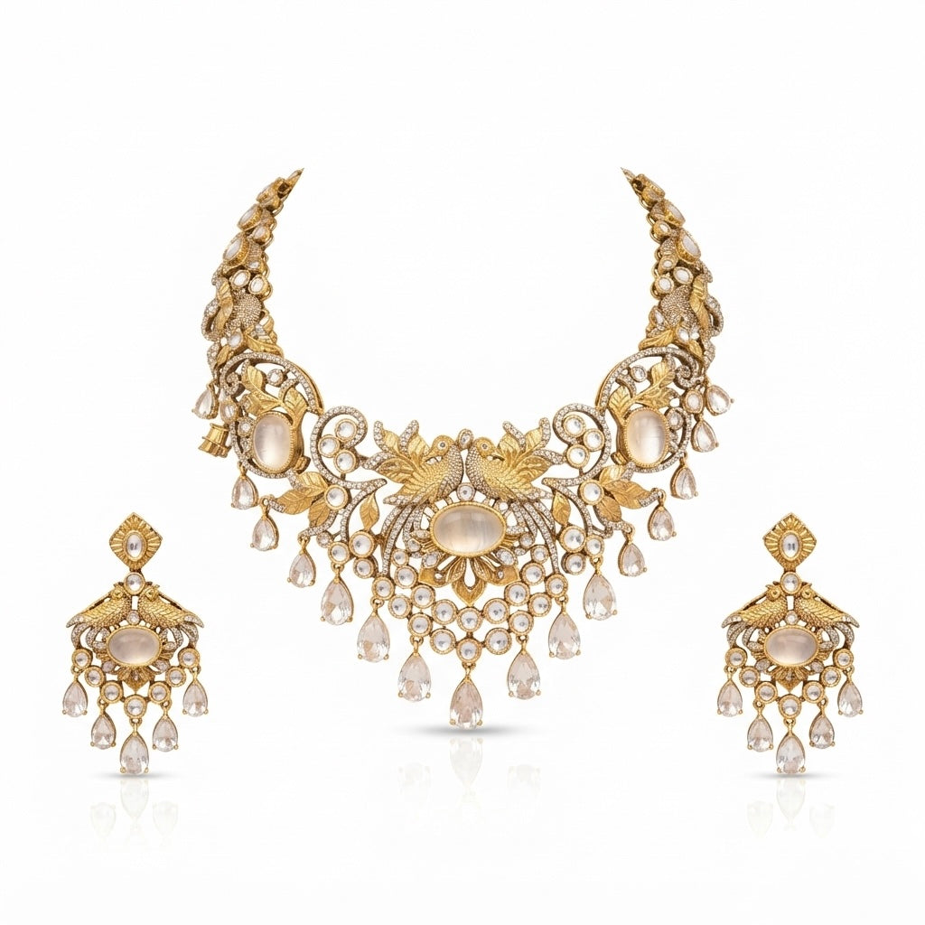 Royal Kundan Peacock Necklace Set — Photo 6