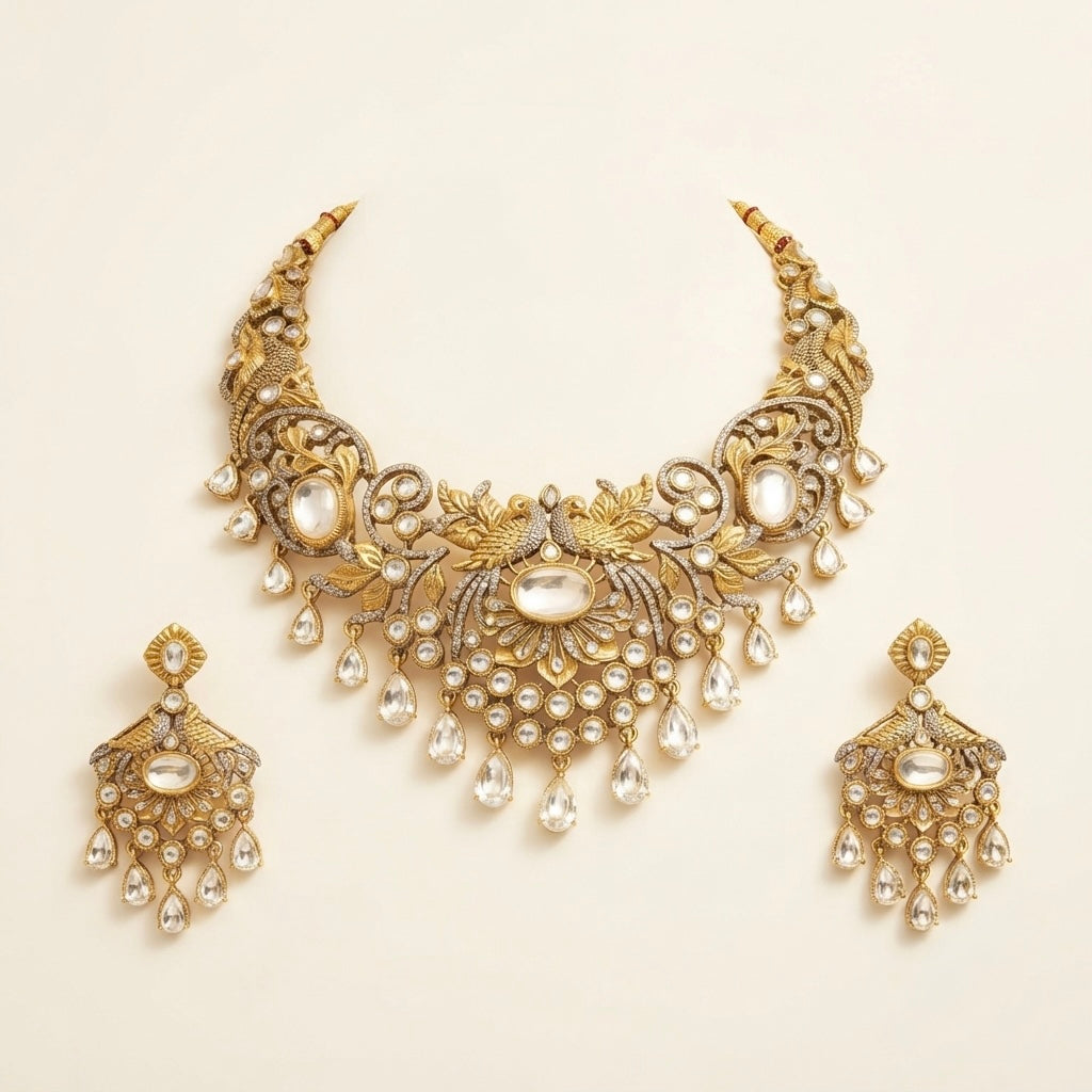 Royal Kundan Peacock Necklace Set — Photo 7