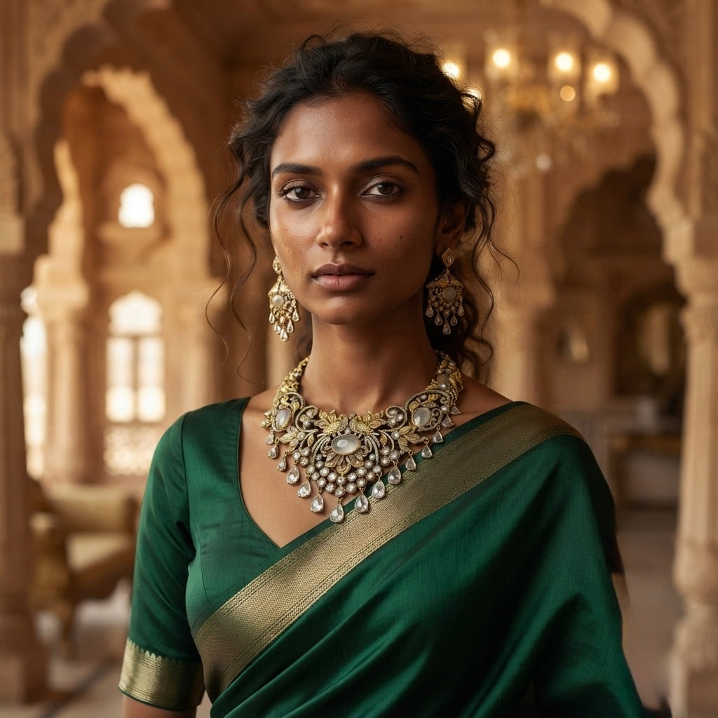 Royal Kundan Peacock Necklace Set — Photo 9