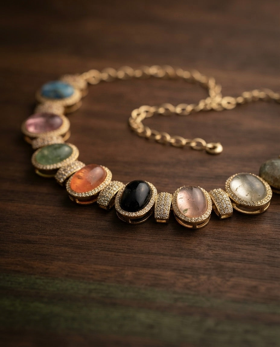 Pastel Multicolor Gemstone Necklace Set — Photo 5