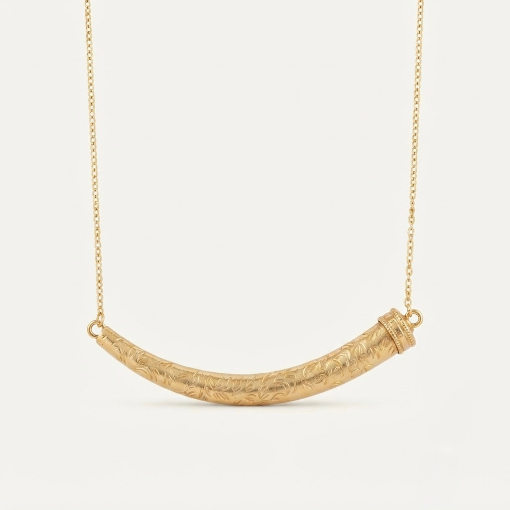 Engraved Crescent Tube Necklace — Photo 1