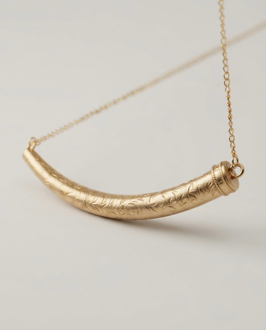 Engraved Crescent Tube Necklace — Photo 4