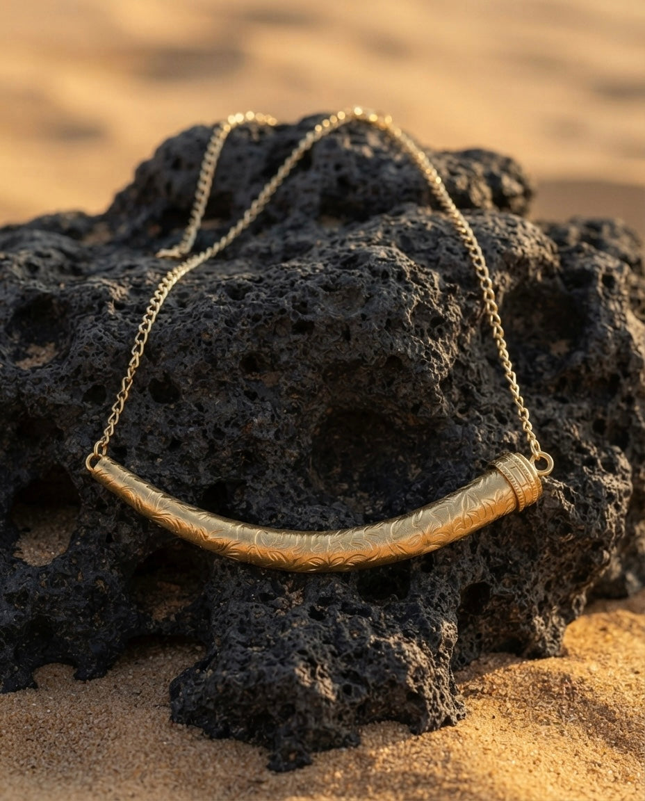 Engraved Crescent Tube Necklace — Photo 8
