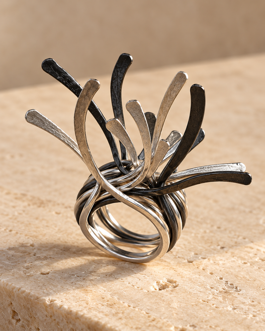 Mixed Metal Sculptural Open Ring — Photo 1