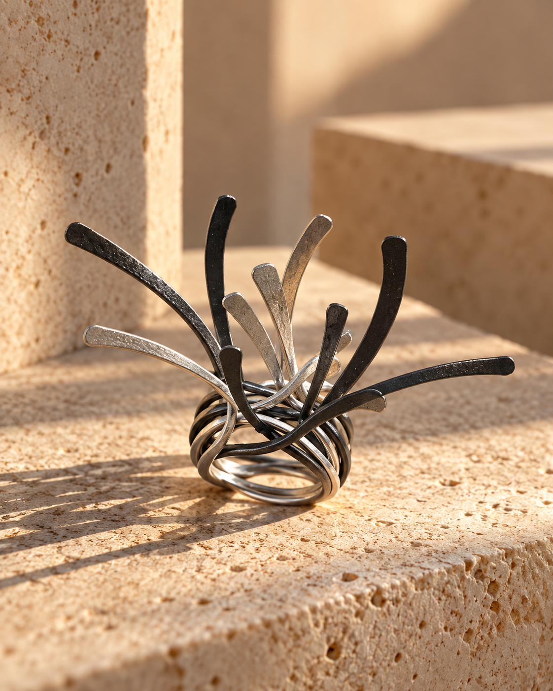 Mixed Metal Sculptural Open Ring — Photo 2