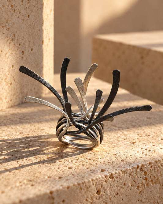 Mixed Metal Sculptural Open Ring — Photo 2