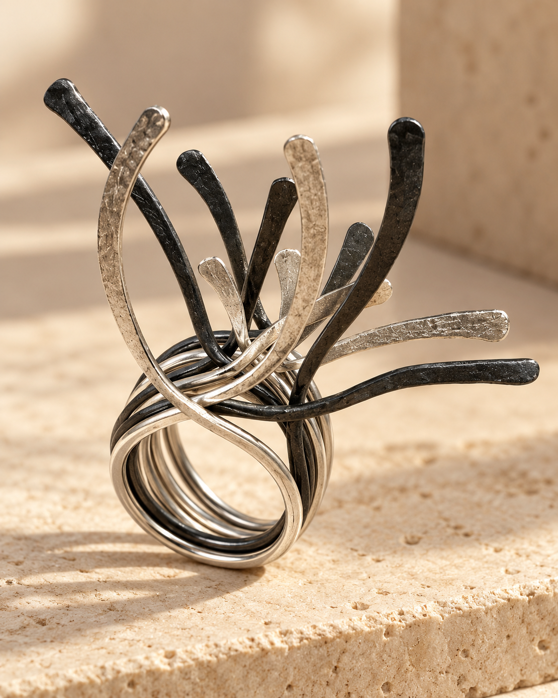 Mixed Metal Sculptural Open Ring — Photo 7