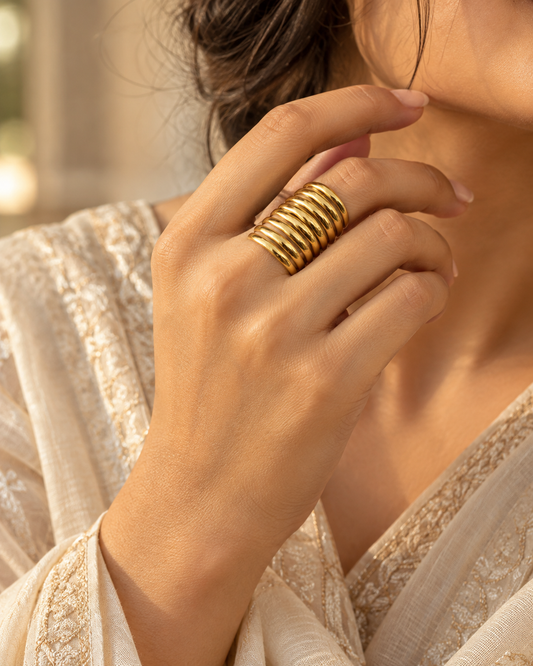 Layered Gold Sculptural Open Ring — Photo 2