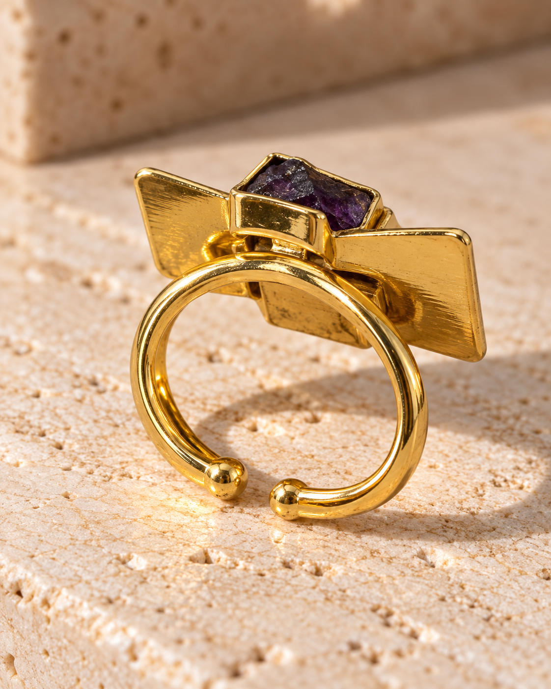 Amethyst Triple-Panel Statement Ring — Photo 2