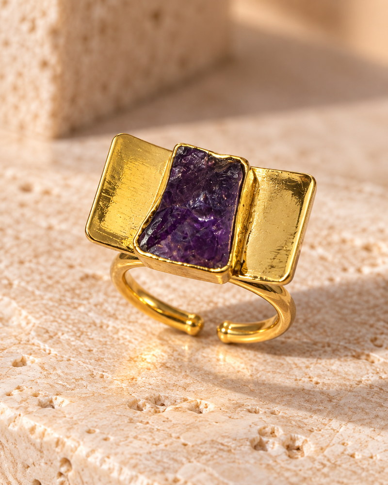 Amethyst Triple-Panel Statement Ring — Photo 5