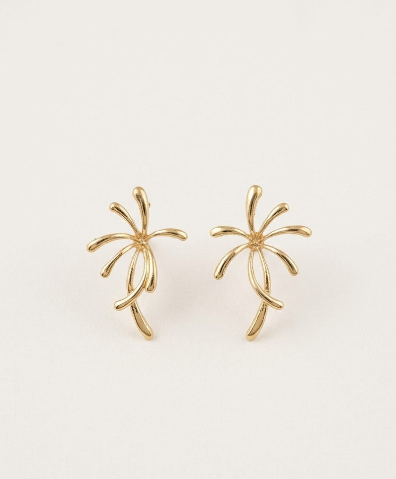 Floral Statement Earrings – Sculpted Petal Drop Design — Gold — Photo 1