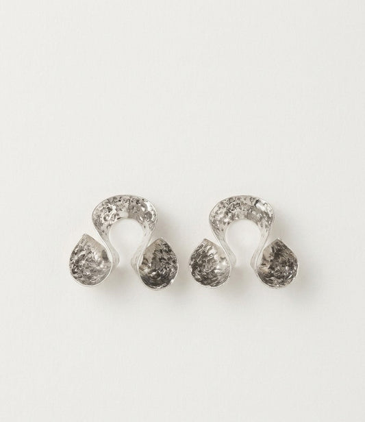 Hammered U-Shape Statement Earrings – Textured Open Design — Silver — Photo 1