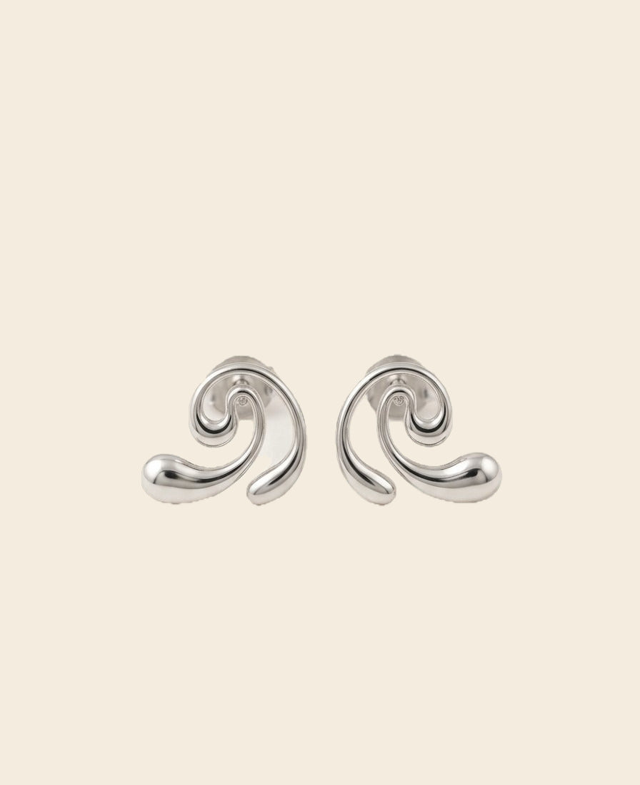 Swirl Statement Earrings – Sculpted Spiral Design — Silver — Photo 1