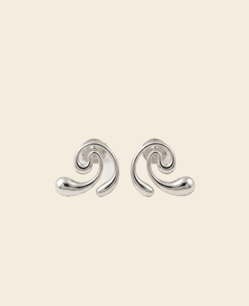 Swirl Statement Earrings – Sculpted Spiral Design — Silver — Photo 1