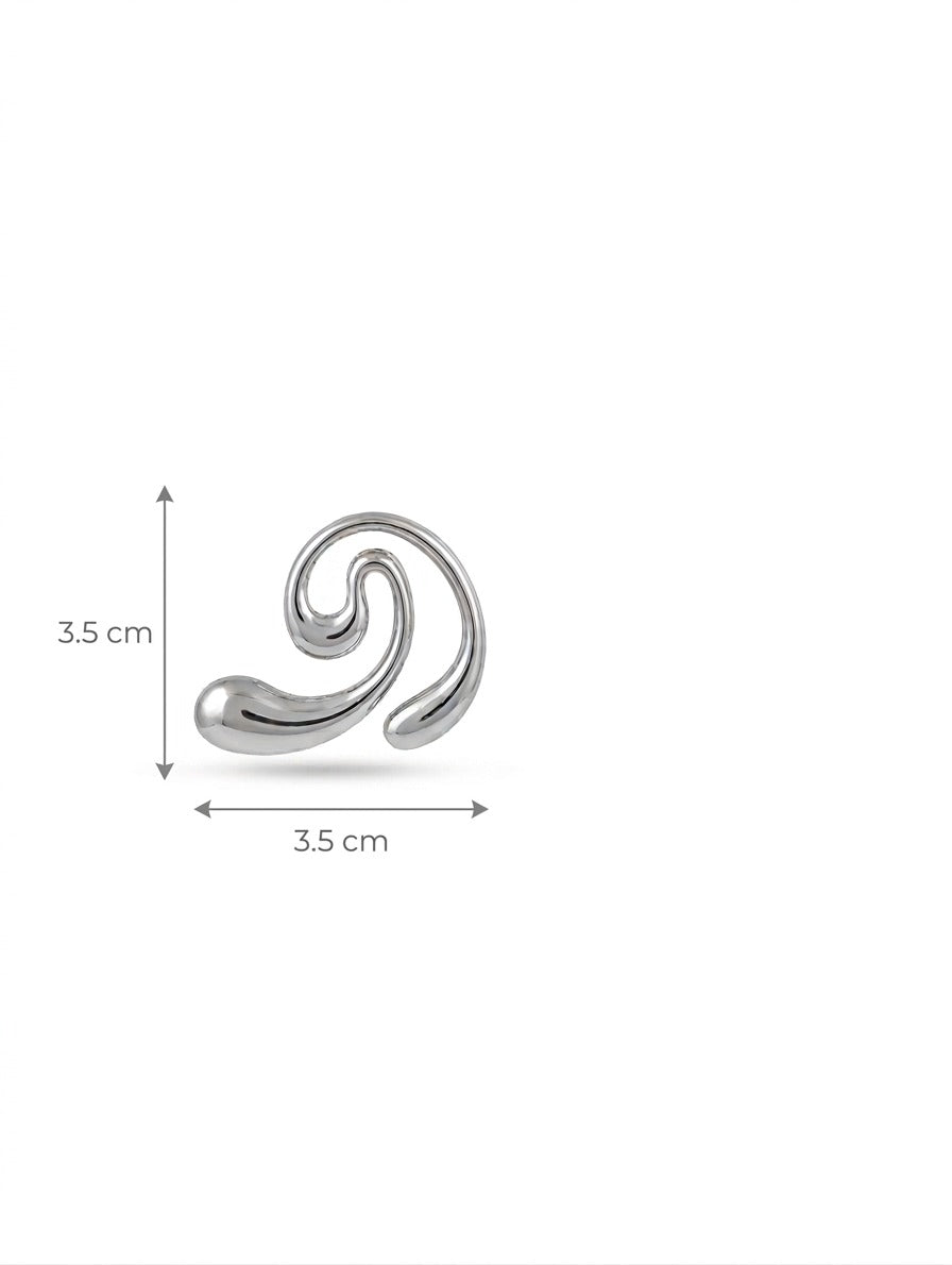 Swirl Statement Earrings – Sculpted Spiral Design — Silver — Photo 6