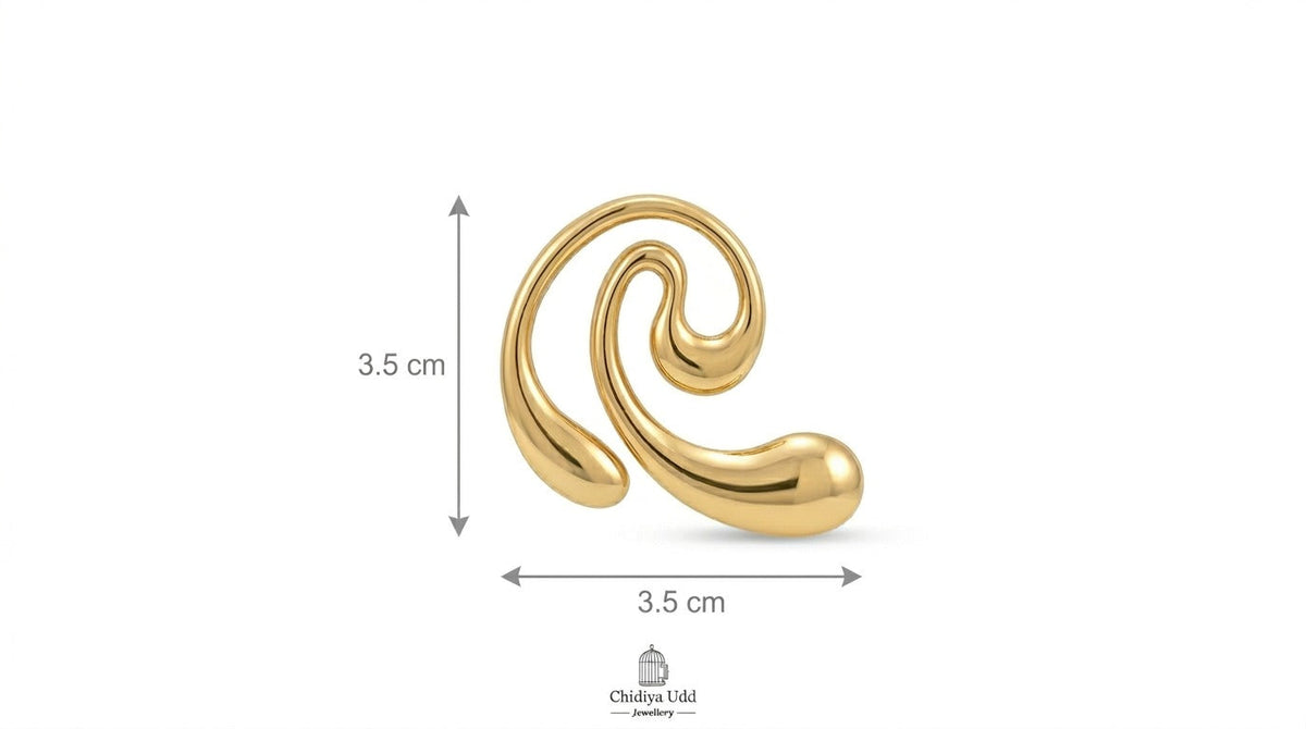 Swirl Statement Earrings – Sculpted Spiral Design — Gold — Photo 4