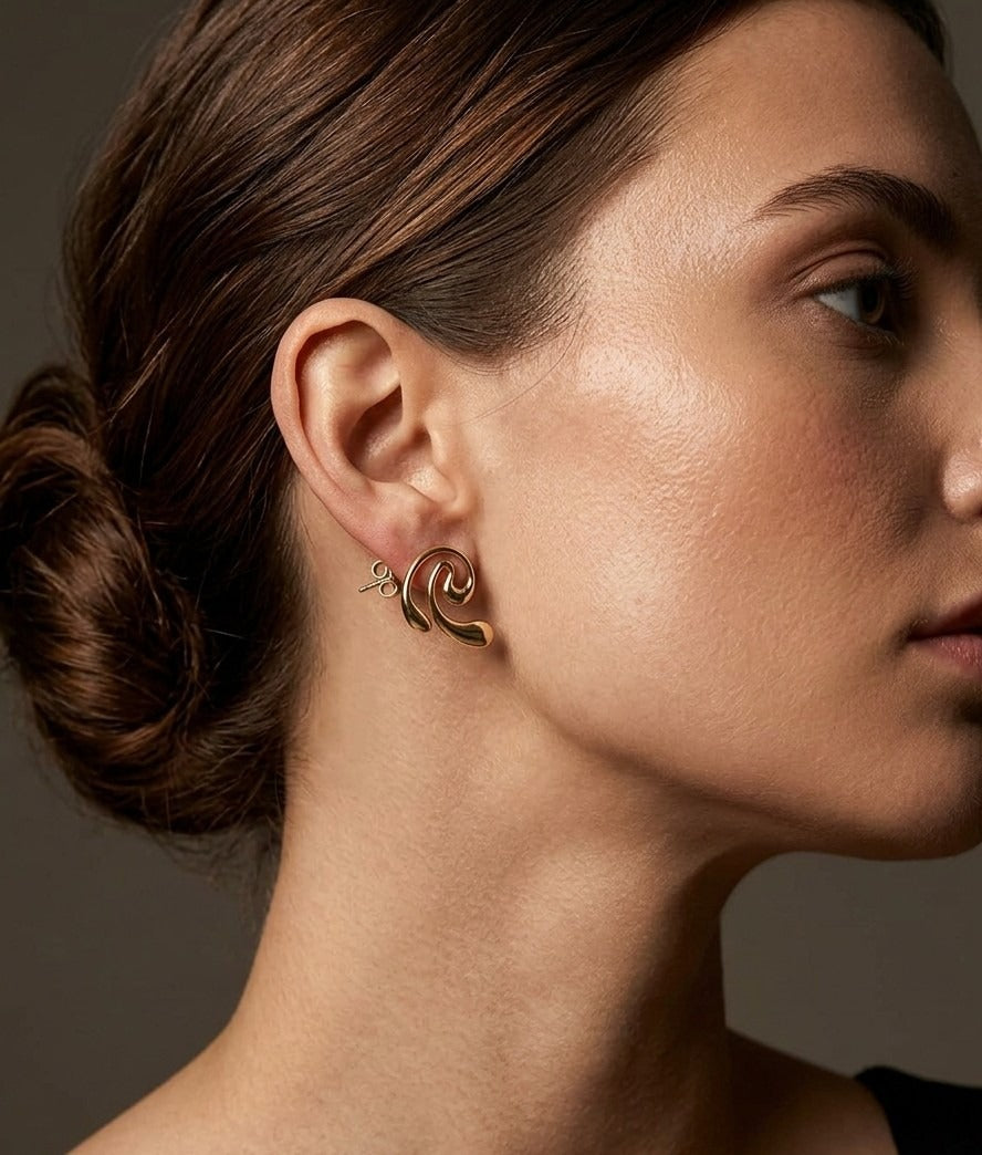 Swirl Statement Earrings – Sculpted Spiral Design — Gold — Photo 6