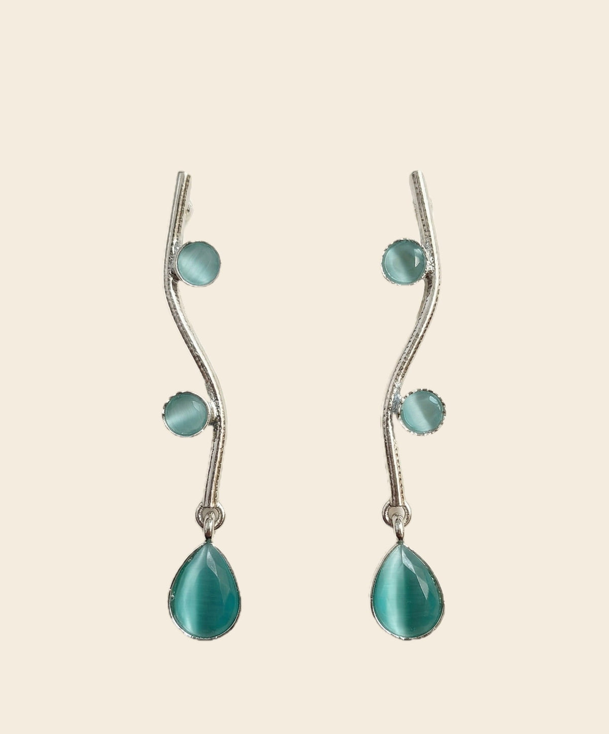 Teardrop Drop Statement Earrings – Contemporary Design — Aqua Blue — Photo 1