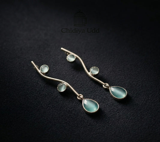 Teardrop Drop Statement Earrings – Contemporary Design — Aqua Blue — Photo 2
