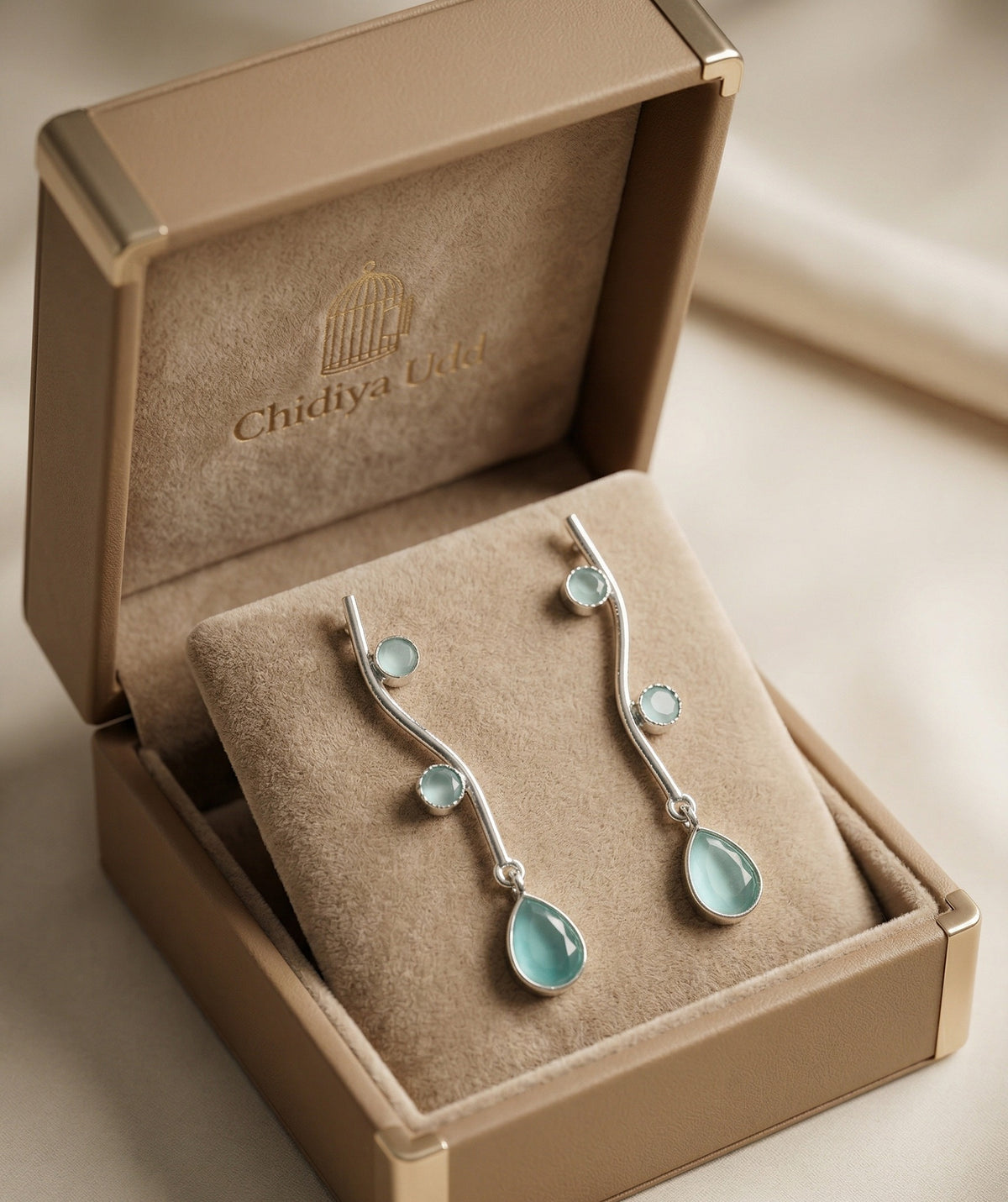 Teardrop Drop Statement Earrings – Contemporary Design — Aqua Blue — Photo 4