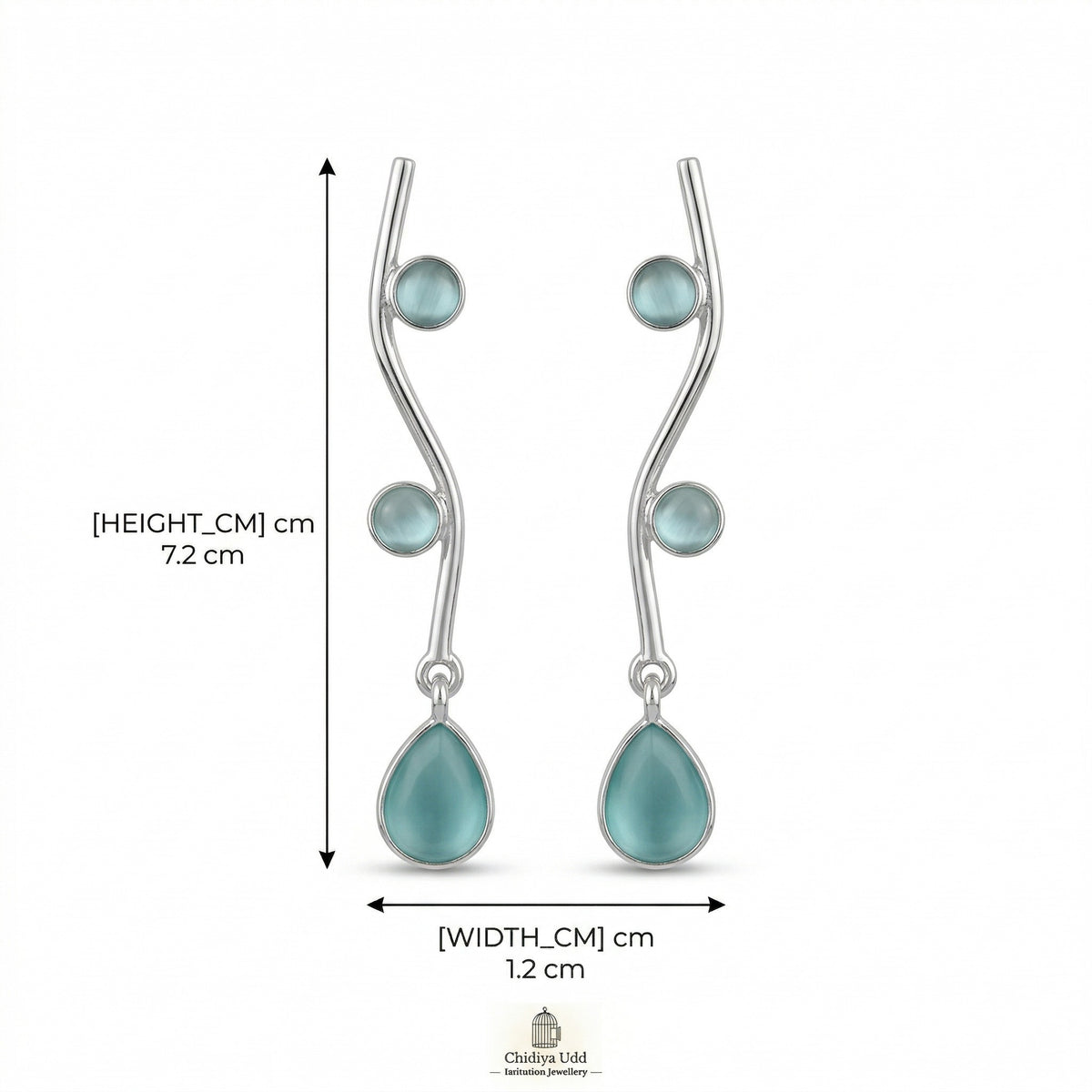 Teardrop Drop Statement Earrings – Contemporary Design — Aqua Blue — Photo 5