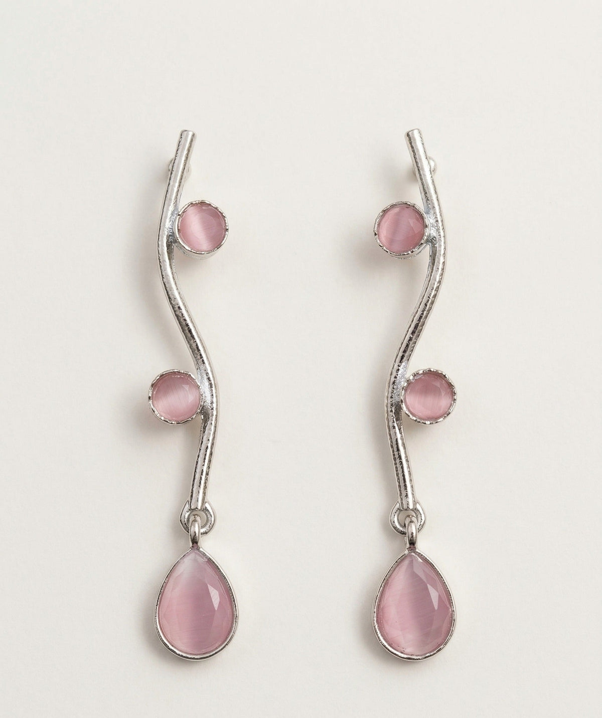 Teardrop Drop Statement Earrings – Contemporary Design — Pink — Photo 1