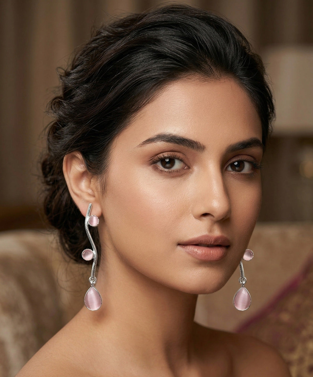 Teardrop Drop Statement Earrings – Contemporary Design — Pink — Photo 4