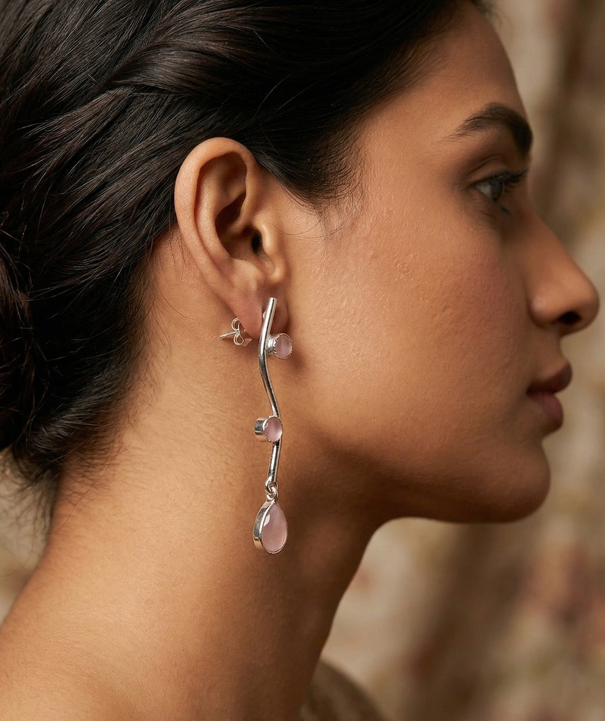 Teardrop Drop Statement Earrings – Contemporary Design — Pink — Photo 6