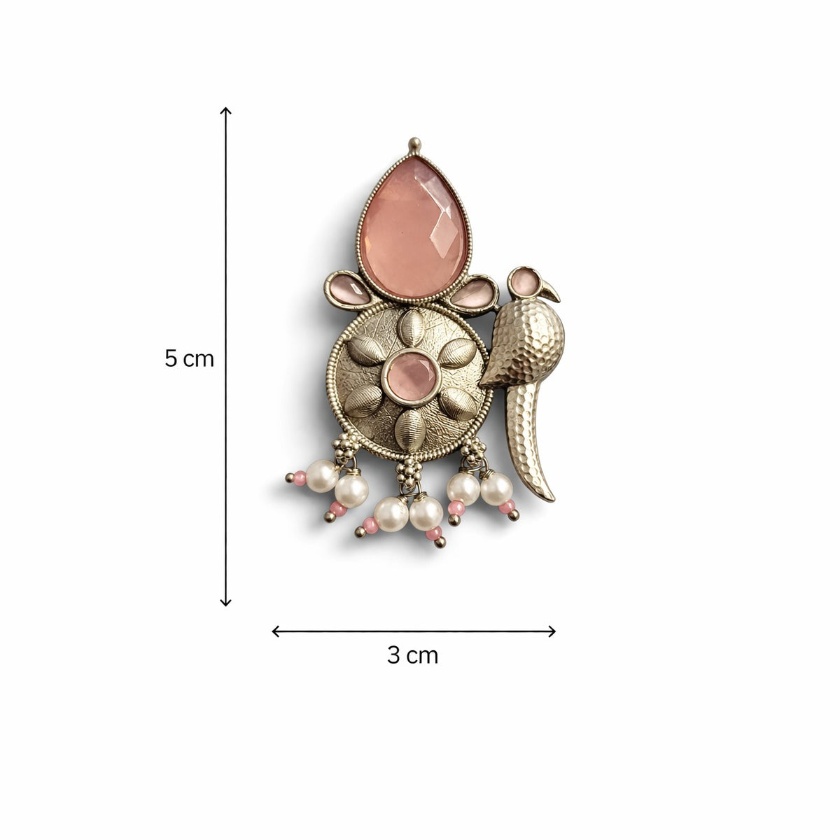 Bird-Inspired Floral Statement Earrings – Ethnic Design — Pink — Photo 7