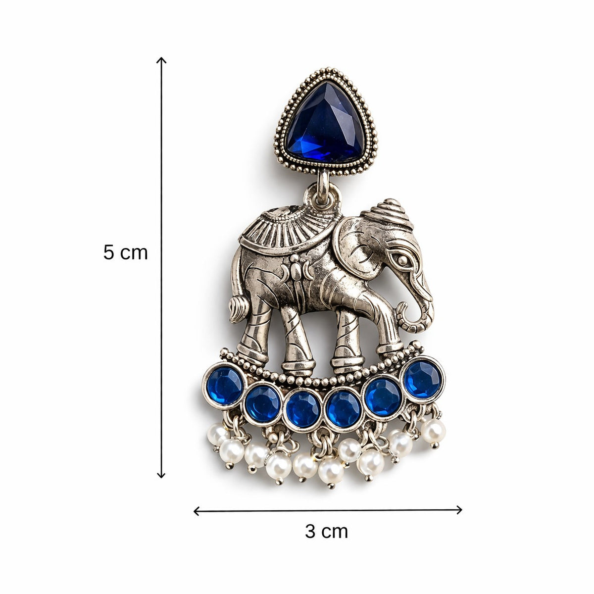 Elephant Statement Earrings – Traditional Ethnic Design — Blue — Photo 7