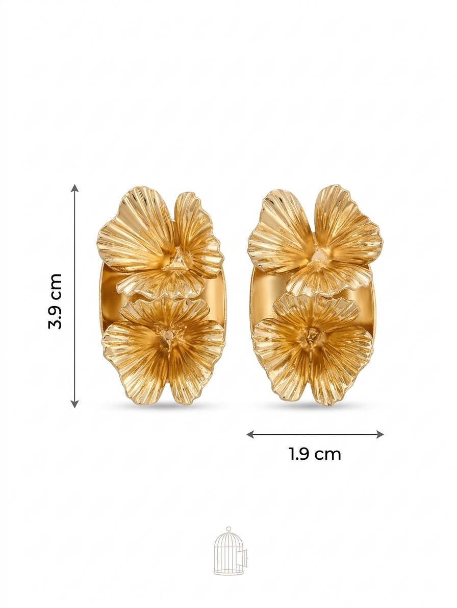 Sculpted Double Bloom Earrings – Gold — Photo 7