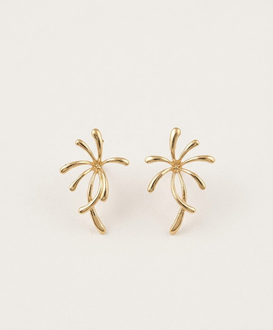 Sculpted Palm Spray Earrings — Gold — Photo 1
