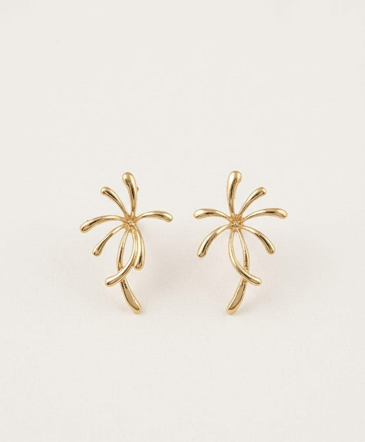 Sculpted Palm Spray Earrings — Gold — Photo 1