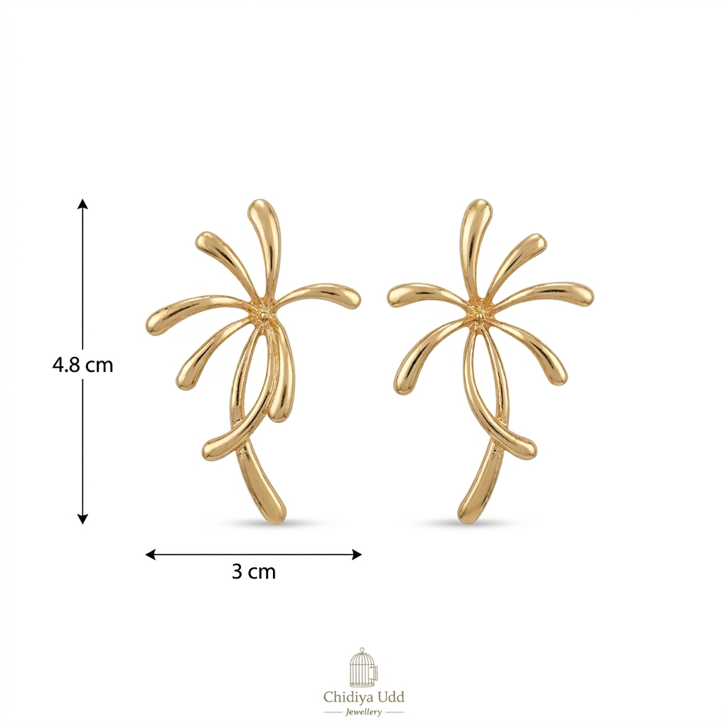 Sculpted Palm Spray Earrings — Gold — Photo 5