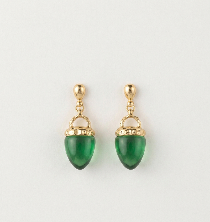 Acorn Drop Earrings — Green — Photo 1