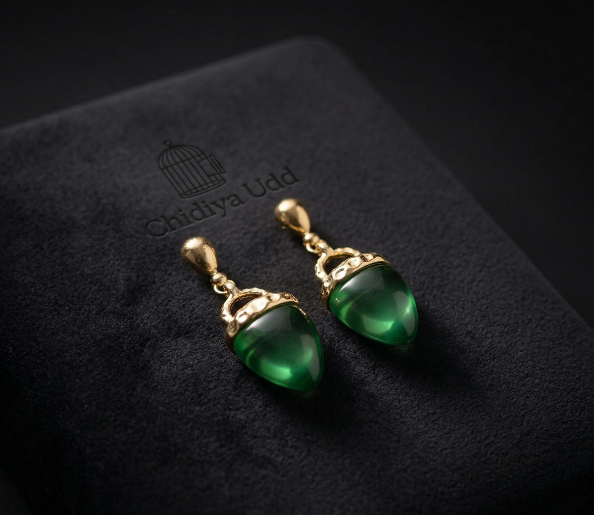 Acorn Drop Earrings — Green — Photo 2