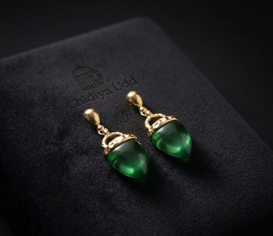 Acorn Drop Earrings — Green — Photo 2