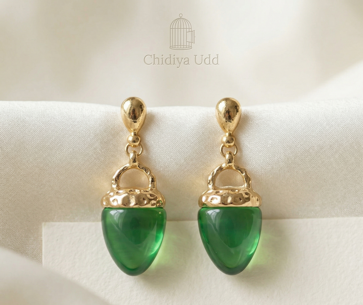 Acorn Drop Earrings — Green — Photo 3