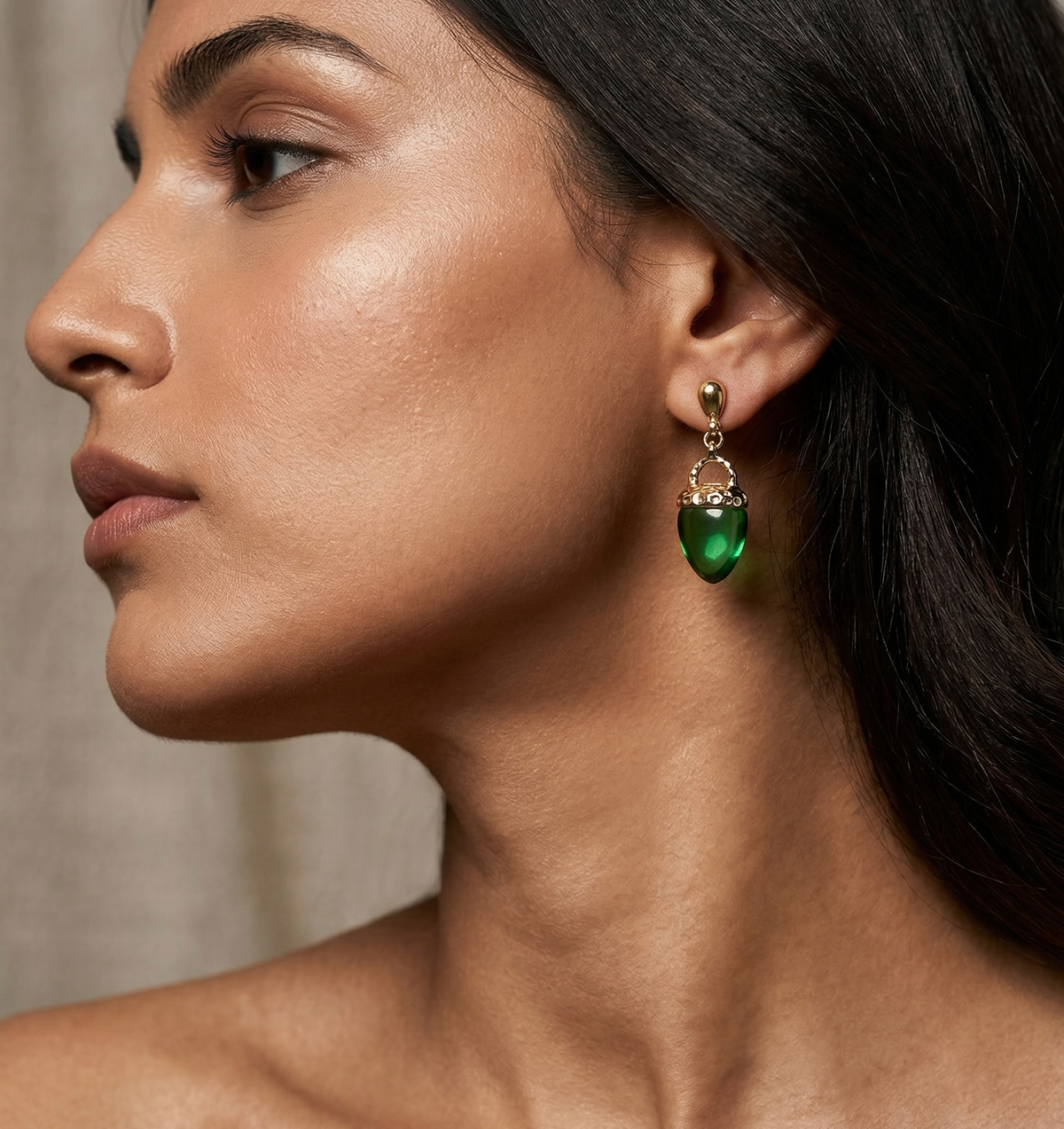 Acorn Drop Earrings — Green — Photo 4