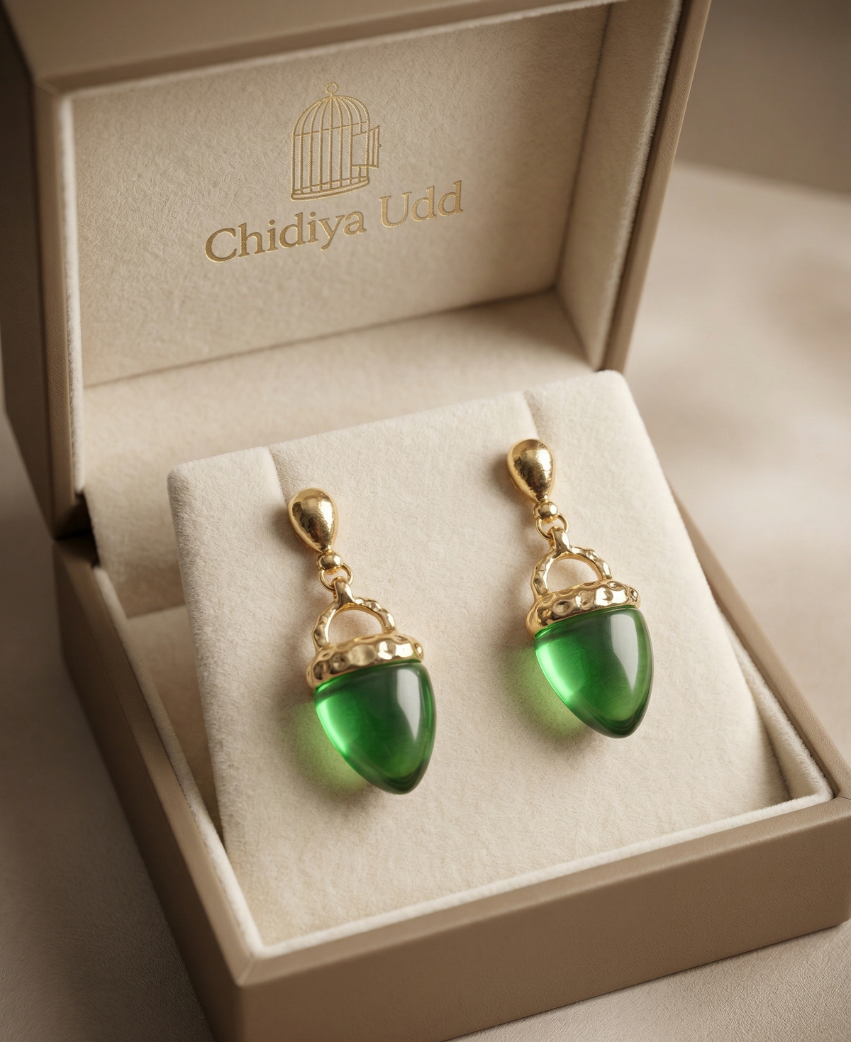 Acorn Drop Earrings — Green — Photo 5