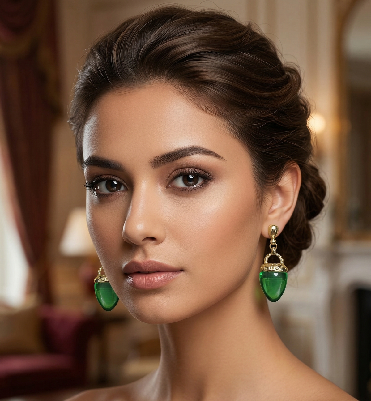 Acorn Drop Earrings — Green — Photo 6